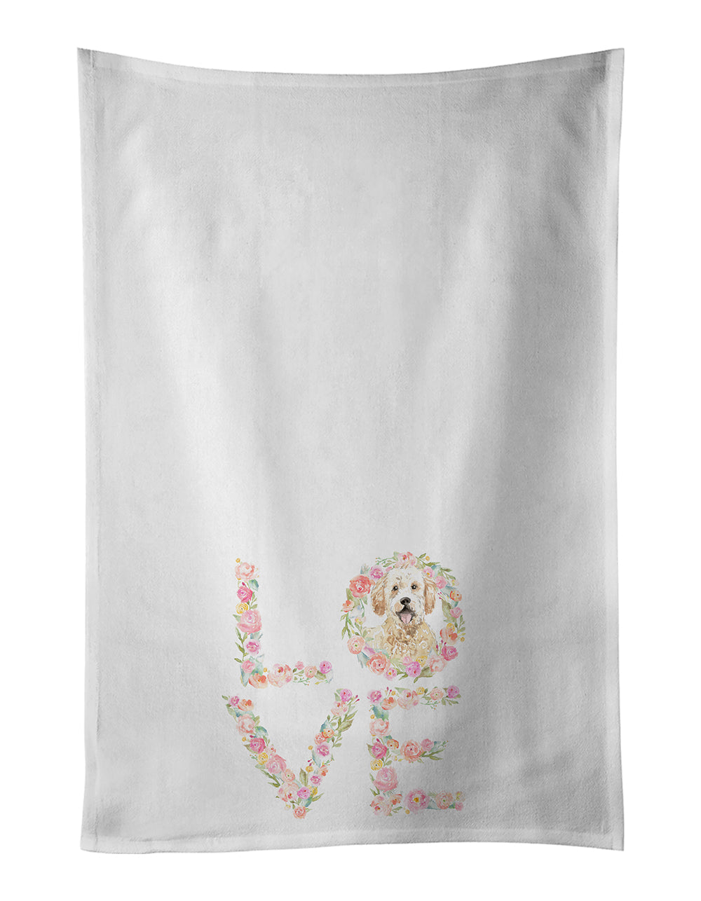 Goldendoodle Love Kitchen Towel Set of 2 White Dish Towels Decorative Bathroom Hand towel for Hand, Face, Hair, Yoga, Tea, Dishcloth, 19 X 28", White