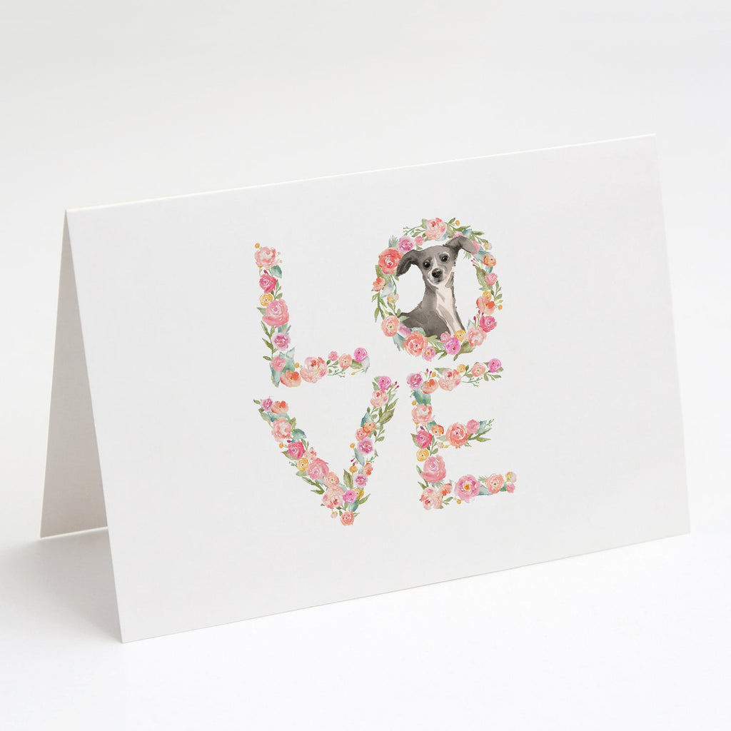 Italian Greyhound Love Greeting Cards Pack of 8 Blank Cards with Envelopes Whimsical A7 Size 5x7