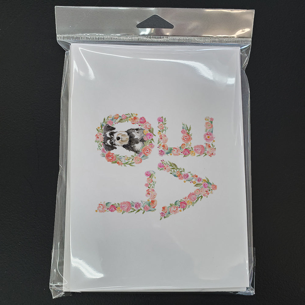 Schnauzer Love Greeting Cards Pack of 8 Blank Cards with Envelopes Whimsical A7 Size 5x7