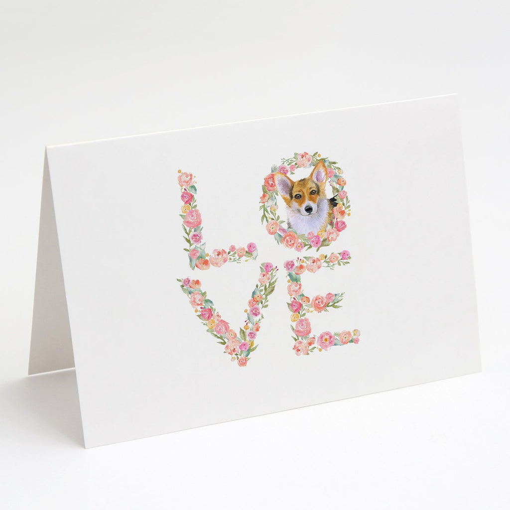 Pembroke Corgi Love Greeting Cards Pack of 8 Blank Cards with Envelopes Whimsical A7 Size 5x7