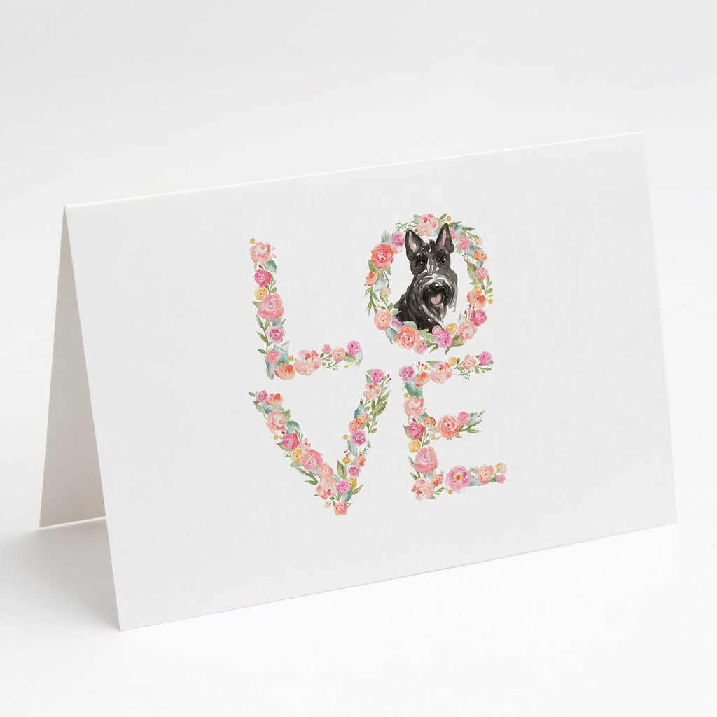 Scottish Terrier Love Greeting Cards Pack of 8 Blank Cards with Envelopes Whimsical A7 Size 5x7