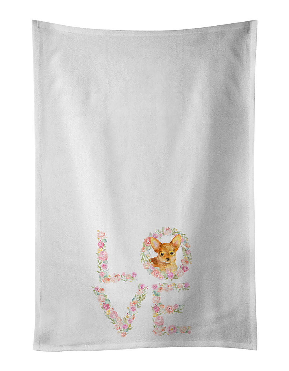 Toy Terrier Love Kitchen Towel Set of 2 White Dish Towels Decorative Bathroom Hand towel for Hand, Face, Hair, Yoga, Tea, Dishcloth, 19 X 28", White