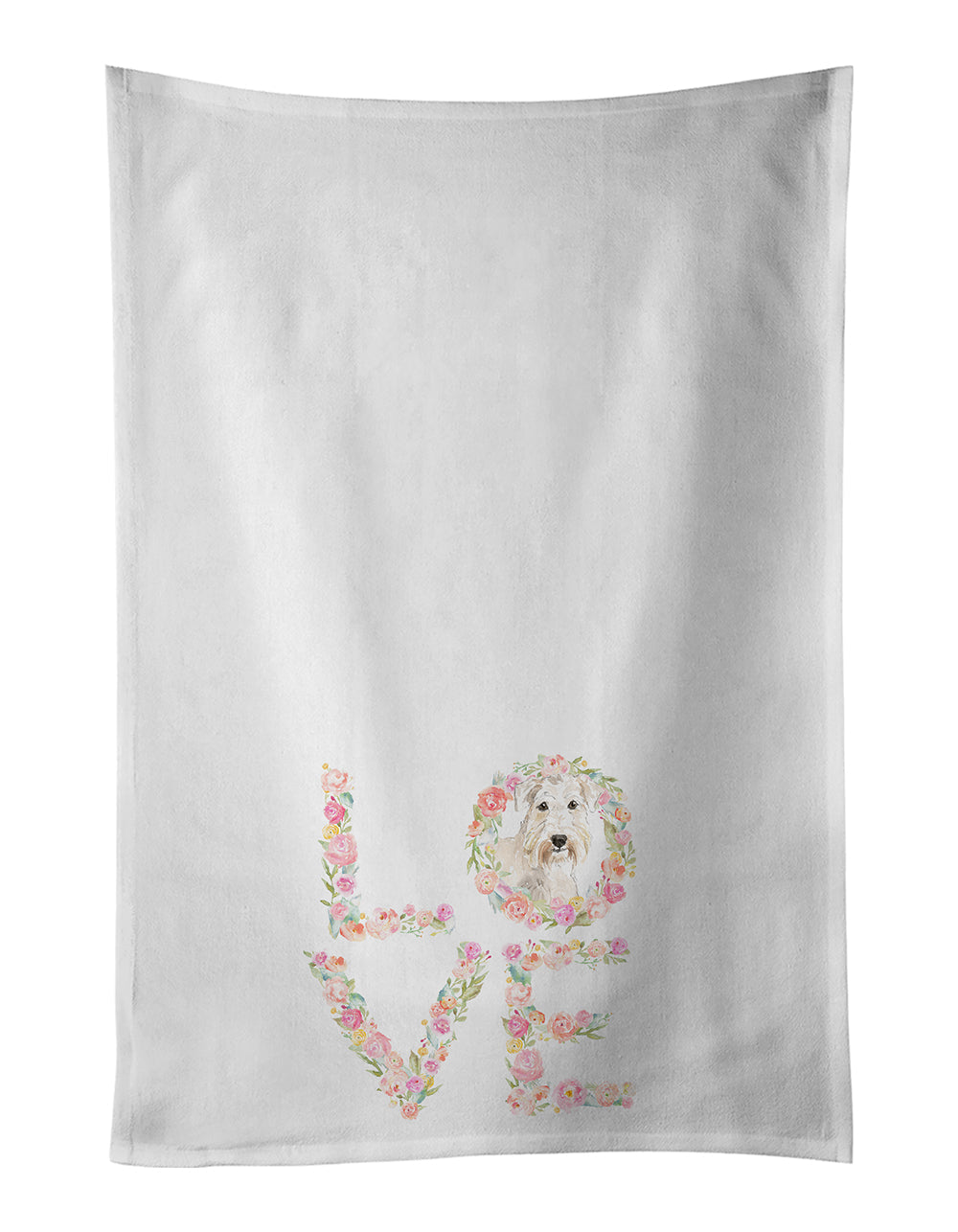 Wheaten Terrier Love Kitchen Towel Set of 2 White Dish Towels Decorative Bathroom Hand towel for Hand, Face, Hair, Yoga, Tea, Dishcloth, 19 X 28", White