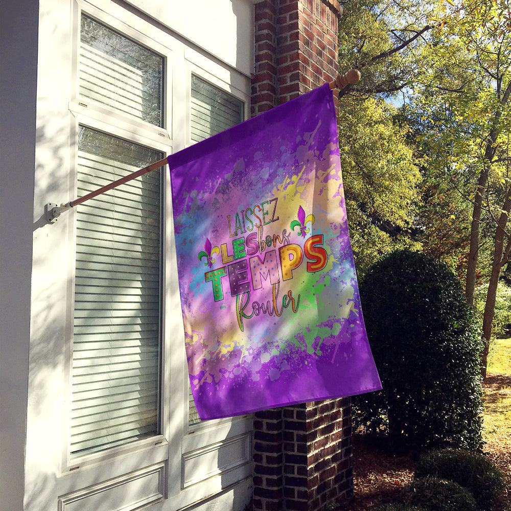Laissex Les bons Temps Rouler Mardi Gras House Flag 28x40 Porch Sleeve Pole Decorative Outside Yard Banner Artwork Wall Hanging, Polyester