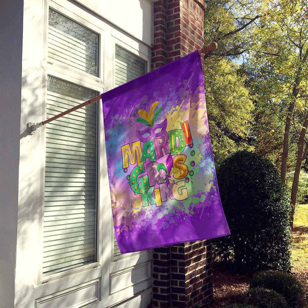 Mardi Gras King House Flag 28x40 Porch Sleeve Pole Decorative Outside Yard Banner Artwork Wall Hanging, Polyester