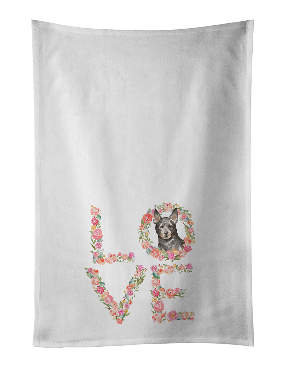 Australian Cattle Dog Love Kitchen Towel Set of 2 White Dish Towels Decorative Bathroom Hand towel for Hand, Face, Hair, Yoga, Tea, Dishcloth, 19 X 28", White