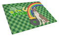 Brindle Boston Terrier St. Patrick's Day Cutting Board Tempered Glass Kitchen Cutting Surface, Heat Resistant Chopping, Non-Slip Feet, Food Prep & Serving