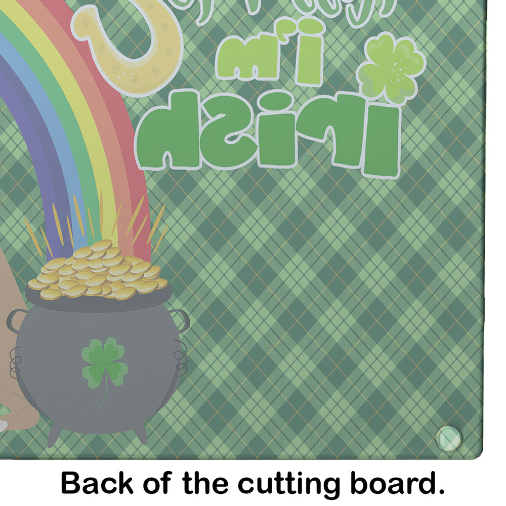 Fawn Boxer St. Patrick's Day Cutting Board Tempered Glass Kitchen Cutting Surface, Heat Resistant Chopping, Non-Slip Feet, Food Prep & Serving