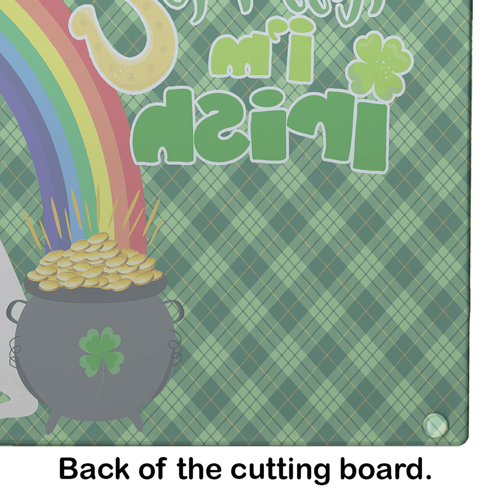 White Boxer St. Patrick's Day Cutting Board Tempered Glass Kitchen Cutting Surface, Heat Resistant Chopping, Non-Slip Feet, Food Prep & Serving