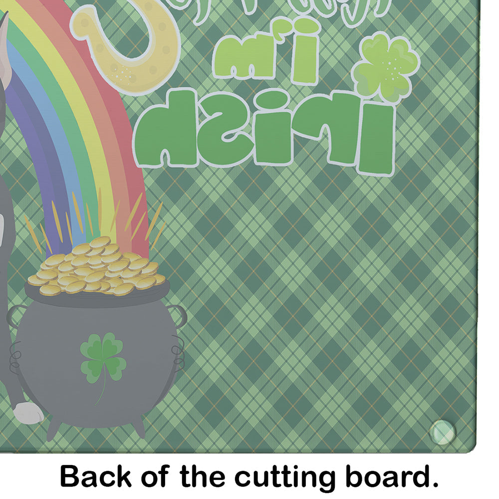 Black Boxer St. Patrick's Day Cutting Board Tempered Glass Kitchen Cutting Surface, Heat Resistant Chopping, Non-Slip Feet, Food Prep & Serving