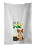 Longhaired Red and White Chihuahua St. Patrick's Day Kitchen Towel Set of 2 White Dish Towels Decorative Bathroom Hand towel for Hand, Face, Hair, Yoga, Tea, Dishcloth, 19 X 28", White