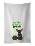 Black and Tan Chihuahua St. Patrick's Day Kitchen Towel Set of 2 White Dish Towels Decorative Bathroom Hand towel for Hand, Face, Hair, Yoga, Tea, Dishcloth, 19 X 28", White