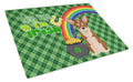 Red and White Chihuahua St. Patrick's Day Cutting Board Tempered Glass Kitchen Cutting Surface, Heat Resistant Chopping, Non-Slip Feet, Food Prep & Serving