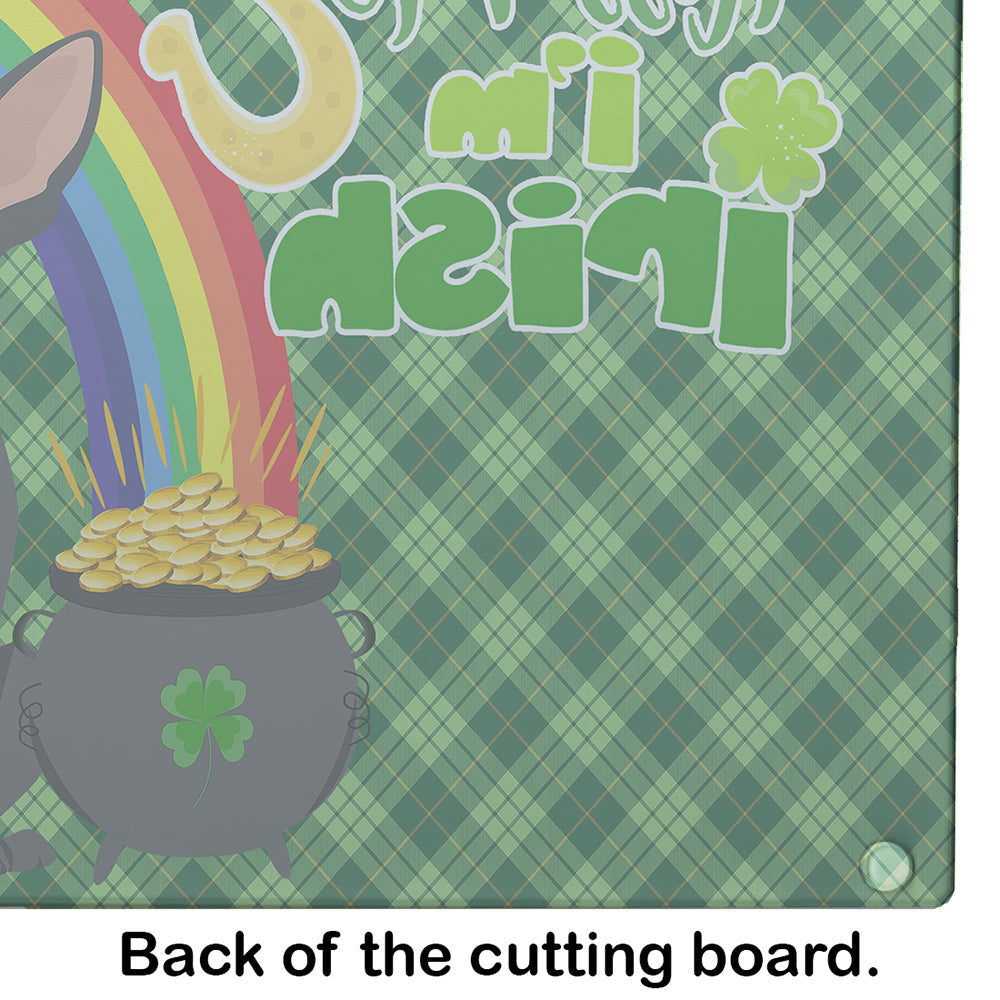 Black Chihuahua St. Patrick's Day Cutting Board Tempered Glass Kitchen Cutting Surface, Heat Resistant Chopping, Non-Slip Feet, Food Prep & Serving