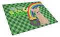 Cream Chihuahua St. Patrick's Day Cutting Board Tempered Glass Kitchen Cutting Surface, Heat Resistant Chopping, Non-Slip Feet, Food Prep & Serving