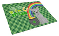 Silver Chihuahua St. Patrick's Day Cutting Board Tempered Glass Kitchen Cutting Surface, Heat Resistant Chopping, Non-Slip Feet, Food Prep & Serving