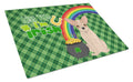 Fawn and White Chihuahua St. Patrick's Day Cutting Board Tempered Glass Kitchen Cutting Surface, Heat Resistant Chopping, Non-Slip Feet, Food Prep & Serving