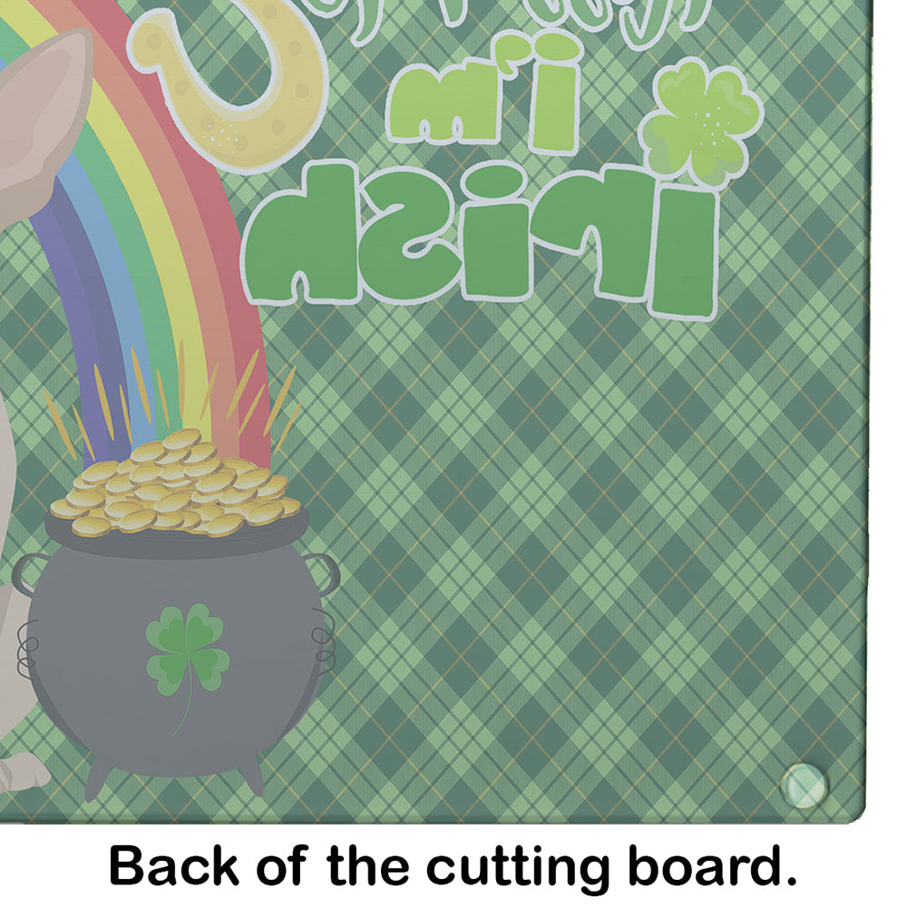 Fawn and White Chihuahua St. Patrick's Day Cutting Board Tempered Glass Kitchen Cutting Surface, Heat Resistant Chopping, Non-Slip Feet, Food Prep & Serving