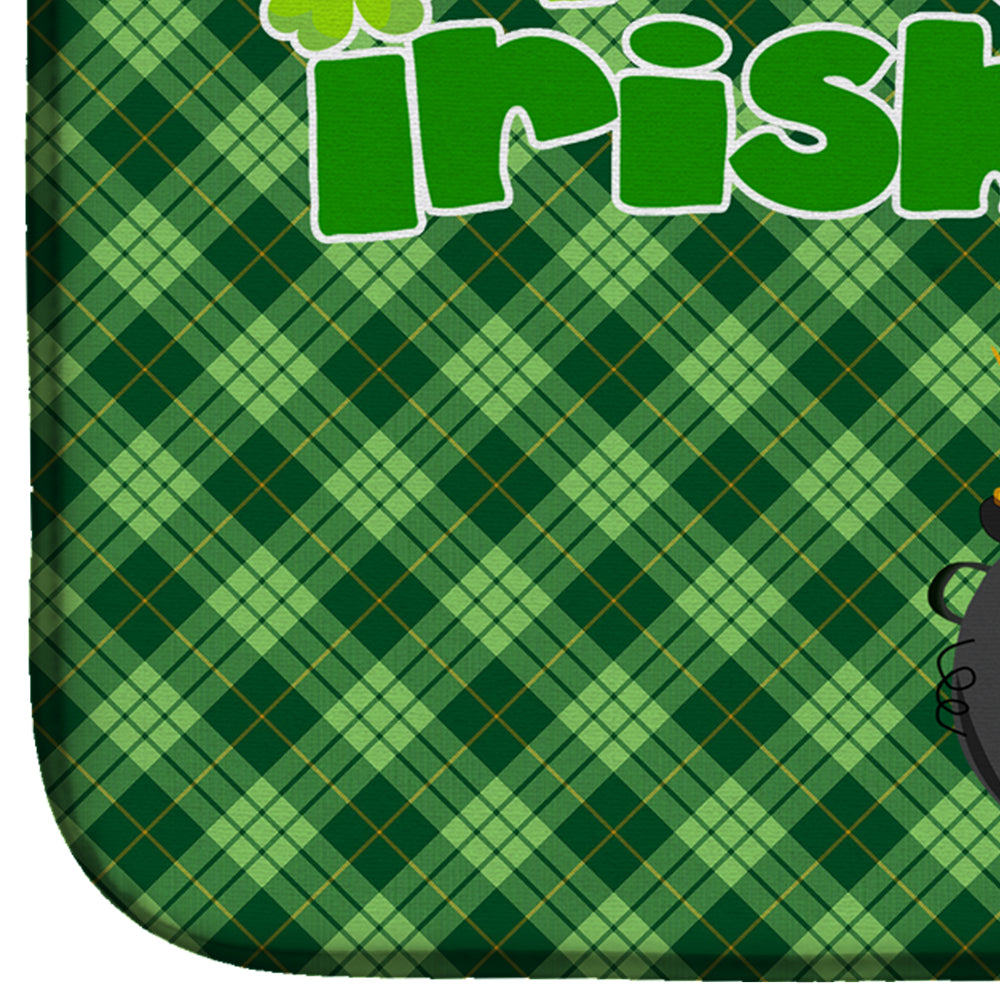 Longhair Blue and Tan Dapple Dachshund St. Patrick's Day Dish Drying Mat Absorbent Dish Drying Mat Pad for Kitchen Counter Dish Drainer Mat for Countertop, 14 x 21", Multicolor