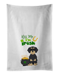 Wirehair Black and Cream Dachshund St. Patrick's Day Kitchen Towel Set of 2 White Dish Towels Decorative Bathroom Hand towel for Hand, Face, Hair, Yoga, Tea, Dishcloth, 19 X 28", White