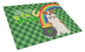 Red English Bulldog St. Patrick's Day Cutting Board Tempered Glass Kitchen Cutting Surface, Heat Resistant Chopping, Non-Slip Feet, Food Prep & Serving