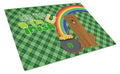 Mahogany Golden Retriever St. Patrick's Day Cutting Board Tempered Glass Kitchen Cutting Surface, Heat Resistant Chopping, Non-Slip Feet, Food Prep & Serving