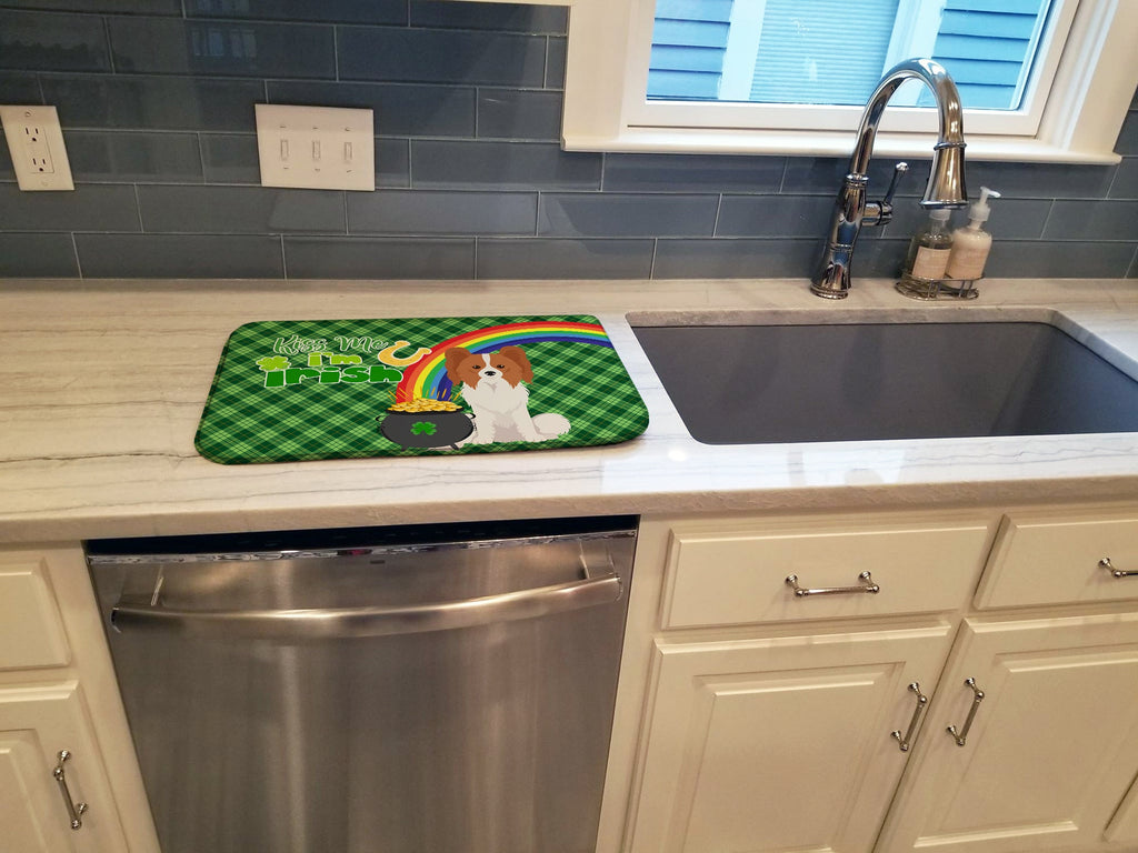 Red and White Papillon St. Patrick's Day Dish Drying Mat Absorbent Dish Drying Mat Pad for Kitchen Counter Dish Drainer Mat for Countertop, 14 x 21", Multicolor