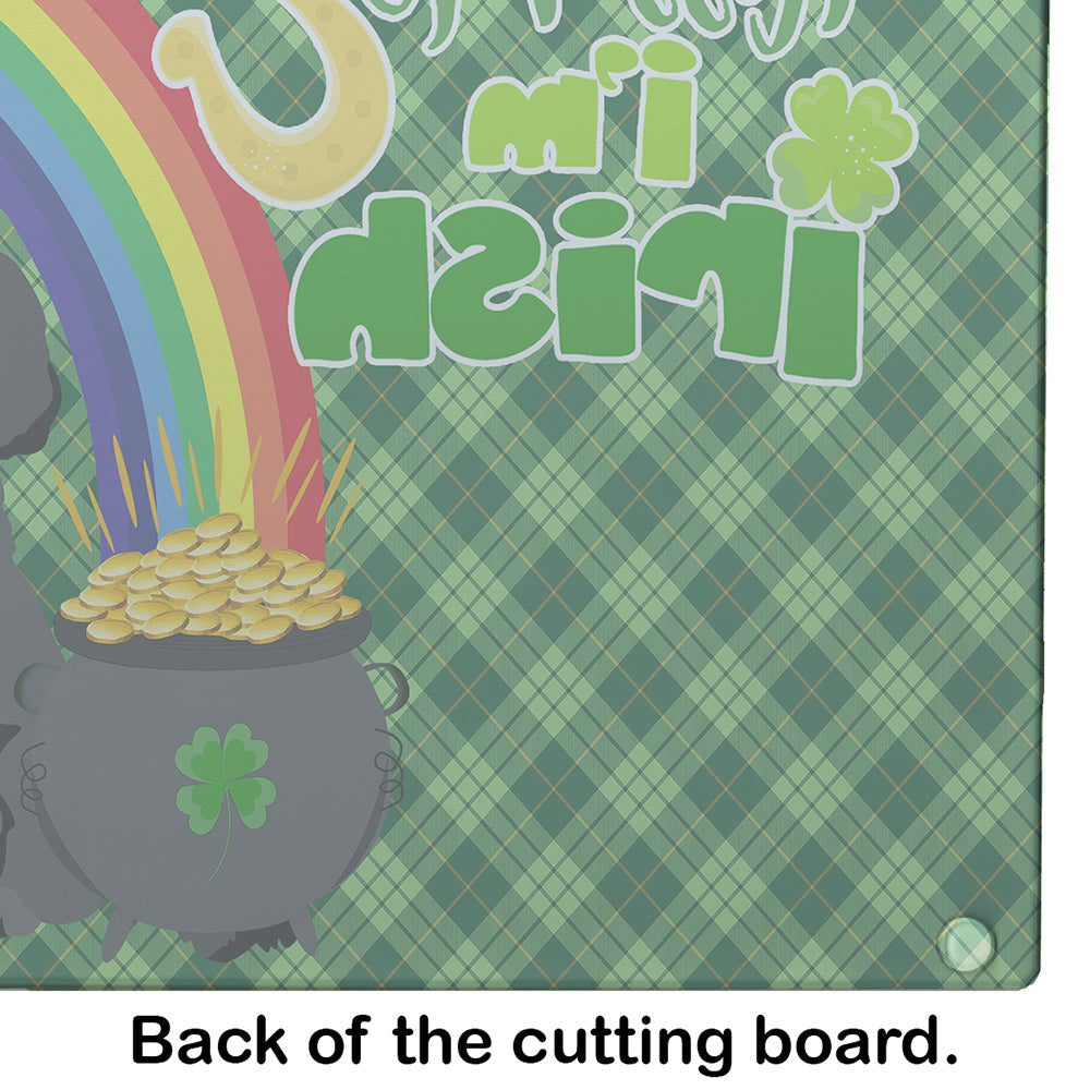 Toy Black Poodle St. Patrick's Day Cutting Board Tempered Glass Kitchen Cutting Surface, Heat Resistant Chopping, Non-Slip Feet, Food Prep & Serving