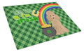 Toy Apricot Poodle St. Patrick's Day Cutting Board Tempered Glass Kitchen Cutting Surface, Heat Resistant Chopping, Non-Slip Feet, Food Prep & Serving