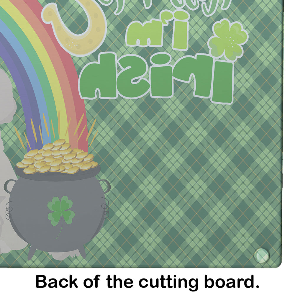 Toy Cream Poodle St. Patrick's Day Cutting Board Tempered Glass Kitchen Cutting Surface, Heat Resistant Chopping, Non-Slip Feet, Food Prep & Serving