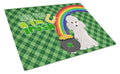Toy White Poodle St. Patrick's Day Cutting Board Tempered Glass Kitchen Cutting Surface, Heat Resistant Chopping, Non-Slip Feet, Food Prep & Serving