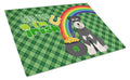 Black and Silver Natural Ears Schnauzer St. Patrick's Day Cutting Board Tempered Glass Kitchen Cutting Surface, Heat Resistant Chopping, Non-Slip Feet, Food Prep & Serving
