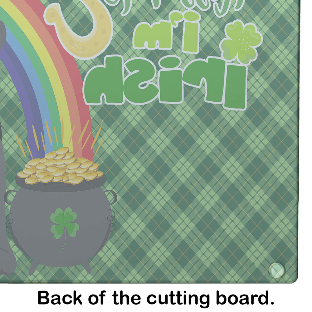 Black Natural Ears Schnauzer St. Patrick's Day Cutting Board Tempered Glass Kitchen Cutting Surface, Heat Resistant Chopping, Non-Slip Feet, Food Prep & Serving