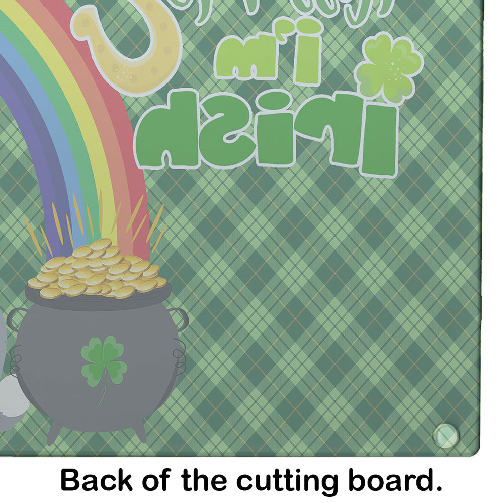 Grey Siberian Husky St. Patrick's Day Cutting Board Tempered Glass Kitchen Cutting Surface, Heat Resistant Chopping, Non-Slip Feet, Food Prep & Serving