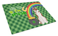 Red Siberian Husky St. Patrick's Day Cutting Board Tempered Glass Kitchen Cutting Surface, Heat Resistant Chopping, Non-Slip Feet, Food Prep & Serving