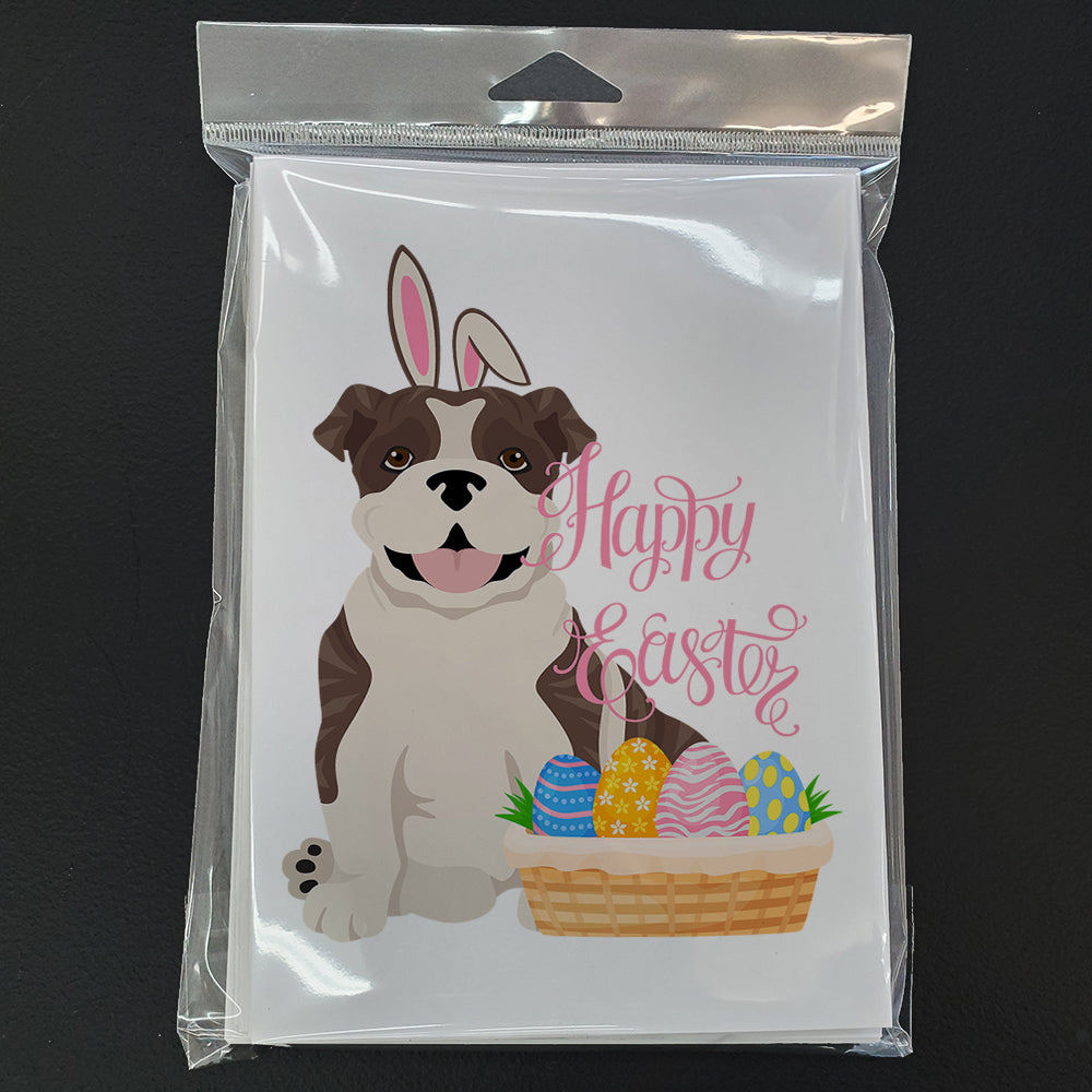Brindle English Bulldog Easter Greeting Cards Pack of 8 Blank Cards with Envelopes Whimsical A7 Size 5x7