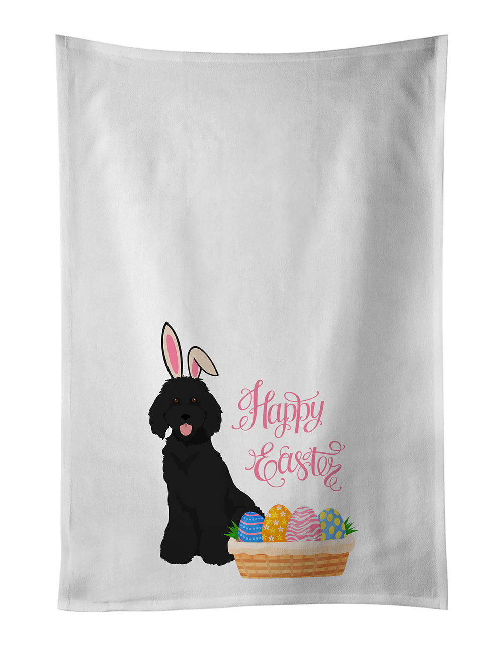 Standard Black Poodle Easter Kitchen Towel Set of 2 White Dish Towels Decorative Bathroom Hand towel for Hand, Face, Hair, Yoga, Tea, Dishcloth, 19 X 28", White