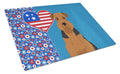 Black and Tan Airedale Terrier USA American Cutting Board Tempered Glass Kitchen Cutting Surface, Heat Resistant Chopping, Non-Slip Feet, Food Prep & Serving