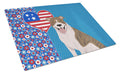 Fawn Brindle Pit Bull Terrier USA American Cutting Board Tempered Glass Kitchen Cutting Surface, Heat Resistant Chopping, Non-Slip Feet, Food Prep & Serving