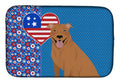 Red Pit Bull Terrier USA American Dish Drying Mat Absorbent Dish Drying Mat Pad for Kitchen Counter Dish Drainer Mat for Countertop, 14 x 21", Multicolor
