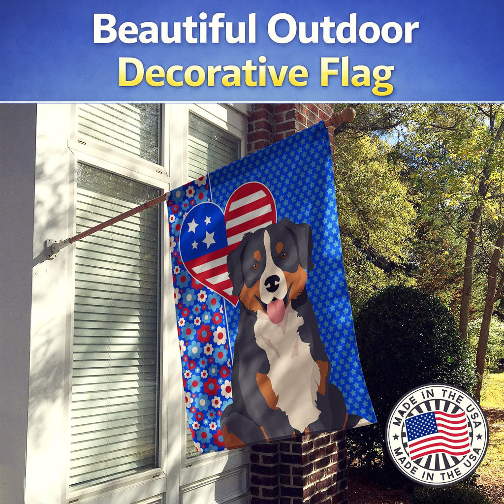 Bernese Mountain Dog USA American House Flag 28x40 Porch Sleeve Pole Decorative Outside Yard Banner Artwork Wall Hanging, Polyester