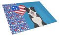 Black and White Border Collie USA American Cutting Board Tempered Glass Kitchen Cutting Surface, Heat Resistant Chopping, Non-Slip Feet, Food Prep & Serving