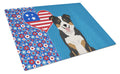 Tricolor Border Collie USA American Cutting Board Tempered Glass Kitchen Cutting Surface, Heat Resistant Chopping, Non-Slip Feet, Food Prep & Serving
