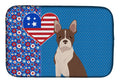 Red Boston Terrier USA American Dish Drying Mat Absorbent Dish Drying Mat Pad for Kitchen Counter Dish Drainer Mat for Countertop, 14 x 21", Multicolor