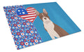 Red Boston Terrier USA American Cutting Board Tempered Glass Kitchen Cutting Surface, Heat Resistant Chopping, Non-Slip Feet, Food Prep & Serving