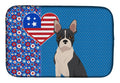 Black Boston Terrier USA American Dish Drying Mat Absorbent Dish Drying Mat Pad for Kitchen Counter Dish Drainer Mat for Countertop, 14 x 21", Multicolor