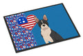 Black Boston Terrier USA American Doormat Indoor Outdoor 24H X 36W Front Door Mat Rugs for Entryway, Non Slip Washable Low Pile,