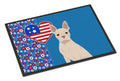 White Boston Terrier USA American Doormat Indoor Outdoor 24H X 36W Front Door Mat Rugs for Entryway, Non Slip Washable Low Pile,