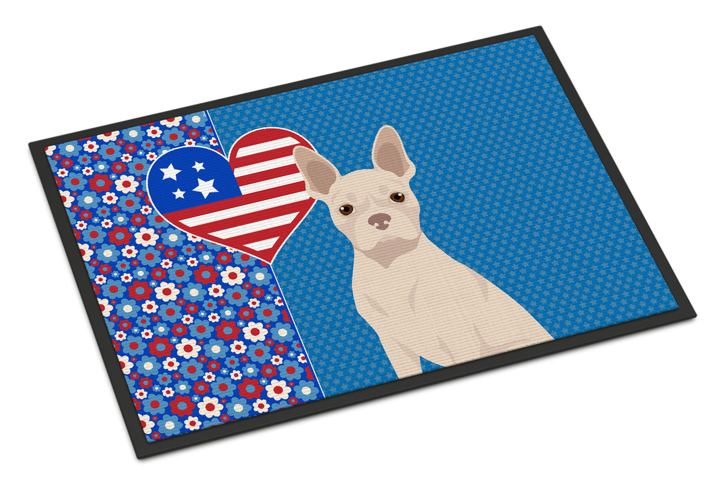 White Boston Terrier USA American Doormat Indoor Outdoor 24H X 36W Front Door Mat Rugs for Entryway, Non Slip Washable Low Pile,