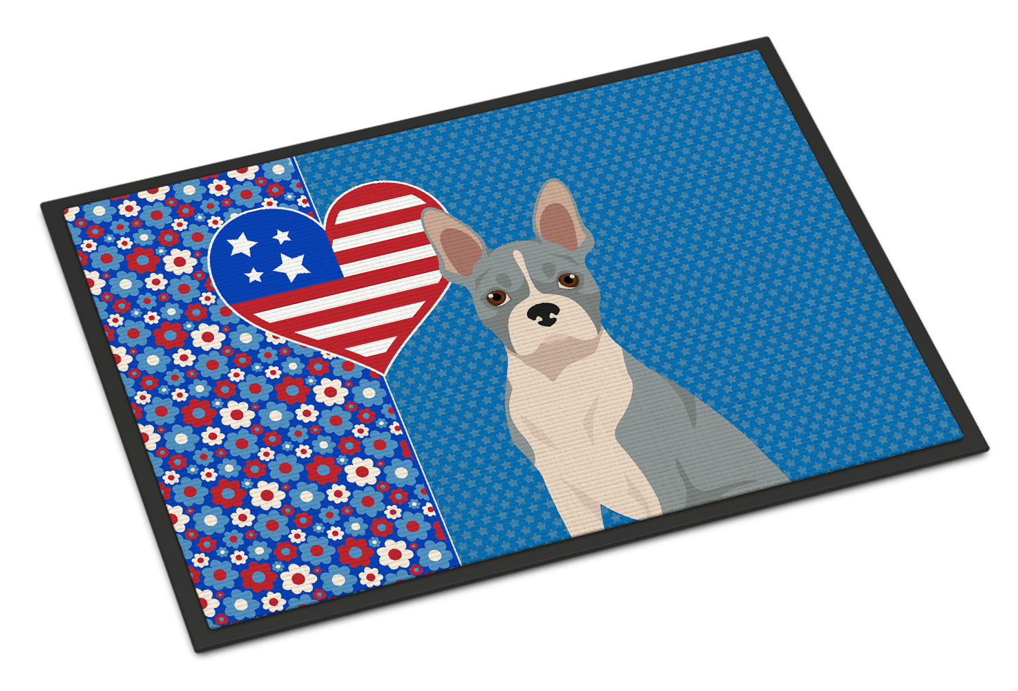 Blue Boston Terrier USA American Doormat Indoor Outdoor 24H X 36W Front Door Mat Rugs for Entryway, Non Slip Washable Low Pile,